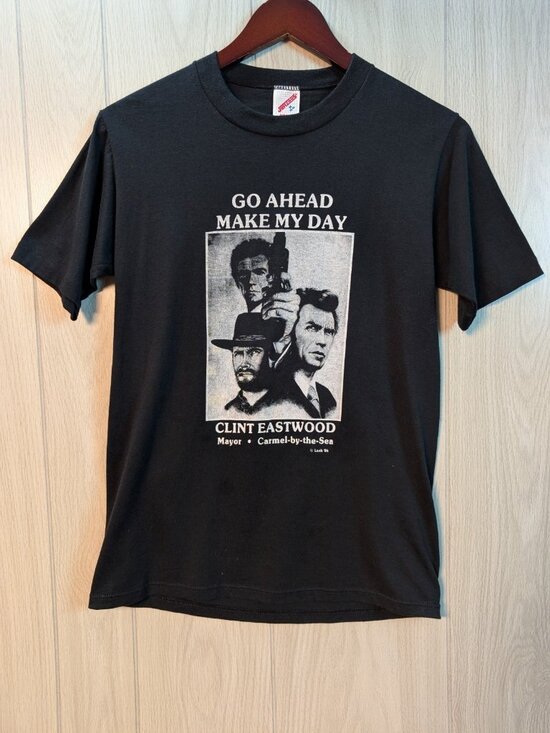 Rare 1986 Go Ahead Make My Day Clint Eastwood Mayor Carmel-by-the-Sea T-shirt - Picture 1 of 7